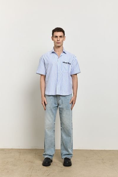  AB OXFORD STRIPED SHIRT - Blue 