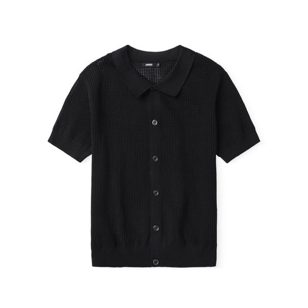  HOLES WOOL KNIT SHIRT - Black 