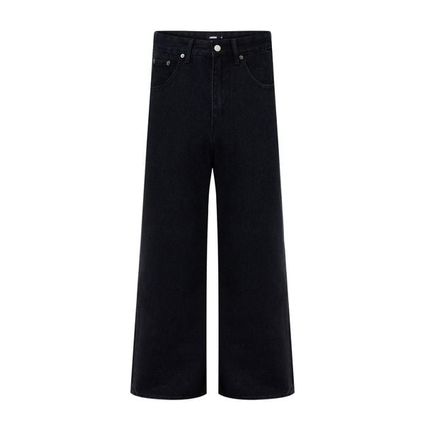  Straight Denim Baggy Jeans - Black 