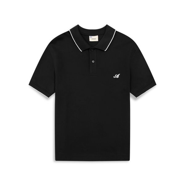  Interlock Striped Polo Shirt - Black 