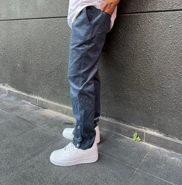  Snap Button Coduroy Pants - Midnight Blue 