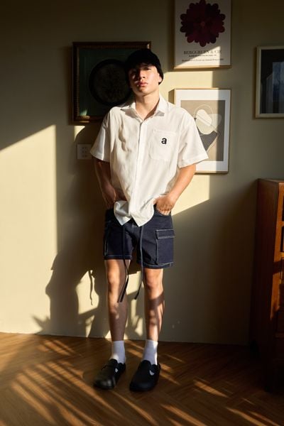  Cargo Wide Leg Denim Shorts - Raw Blue 