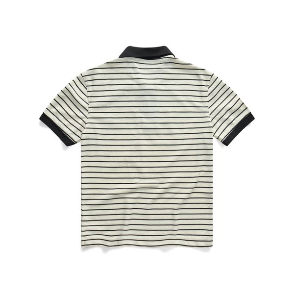  Herringbone Striped Polo Shirt - Cream 