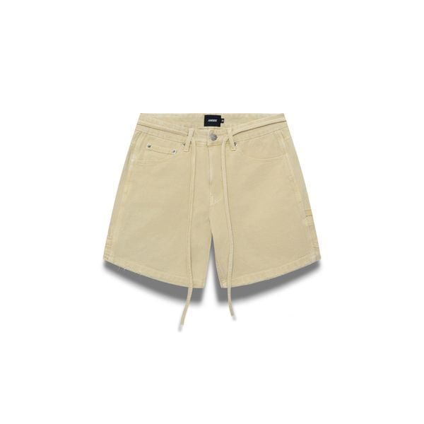  Carpenter Wide Leg Denim Shorts - Beige 