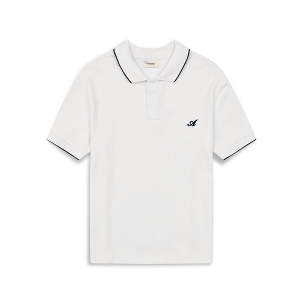  Interlock Strpied Polo Shirt - White 