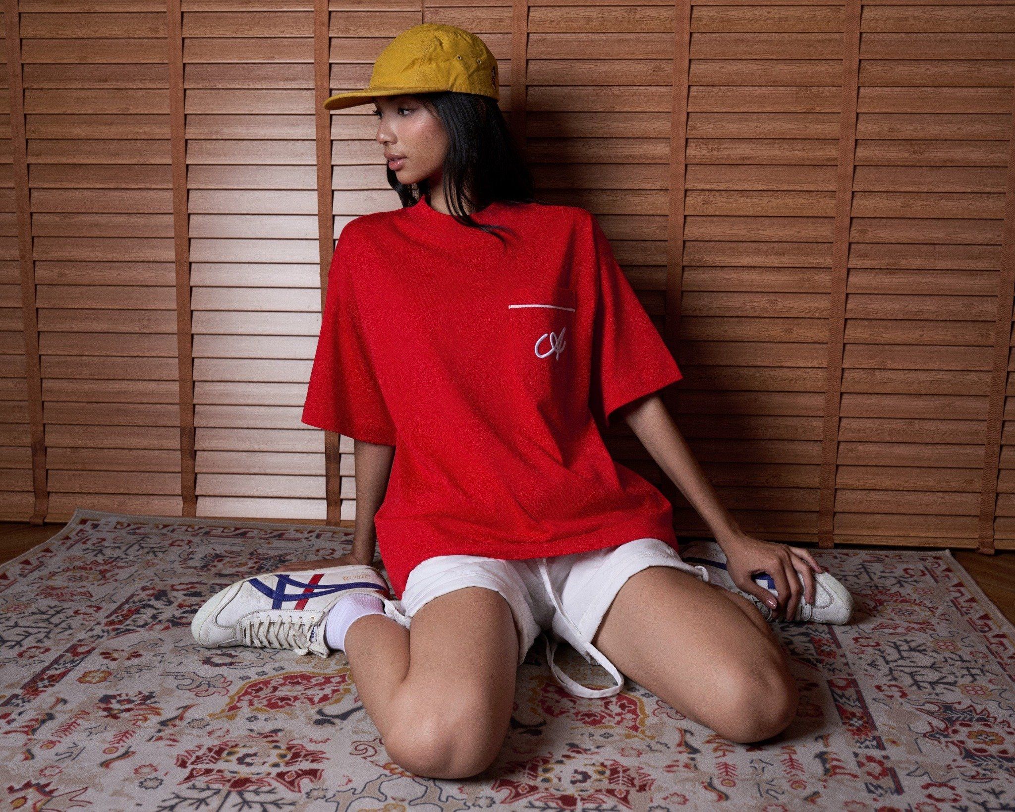  Embroidery Pocket TShirt - Red 