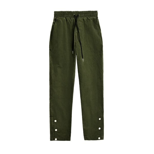  Snap Button Coduroy Pants - Forest Green 