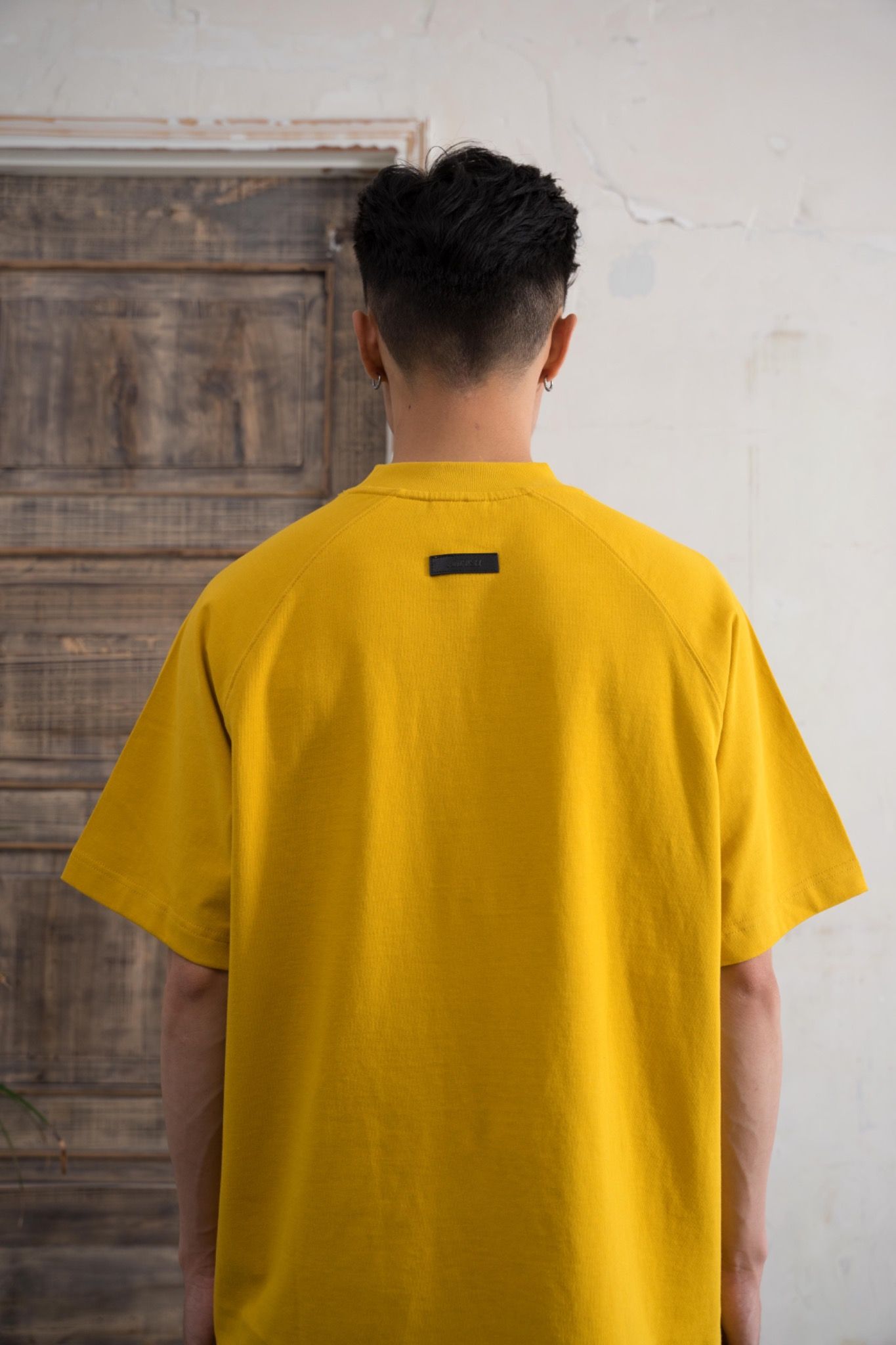  Embossed Star Boxy Raglan TShirt - Yellow 