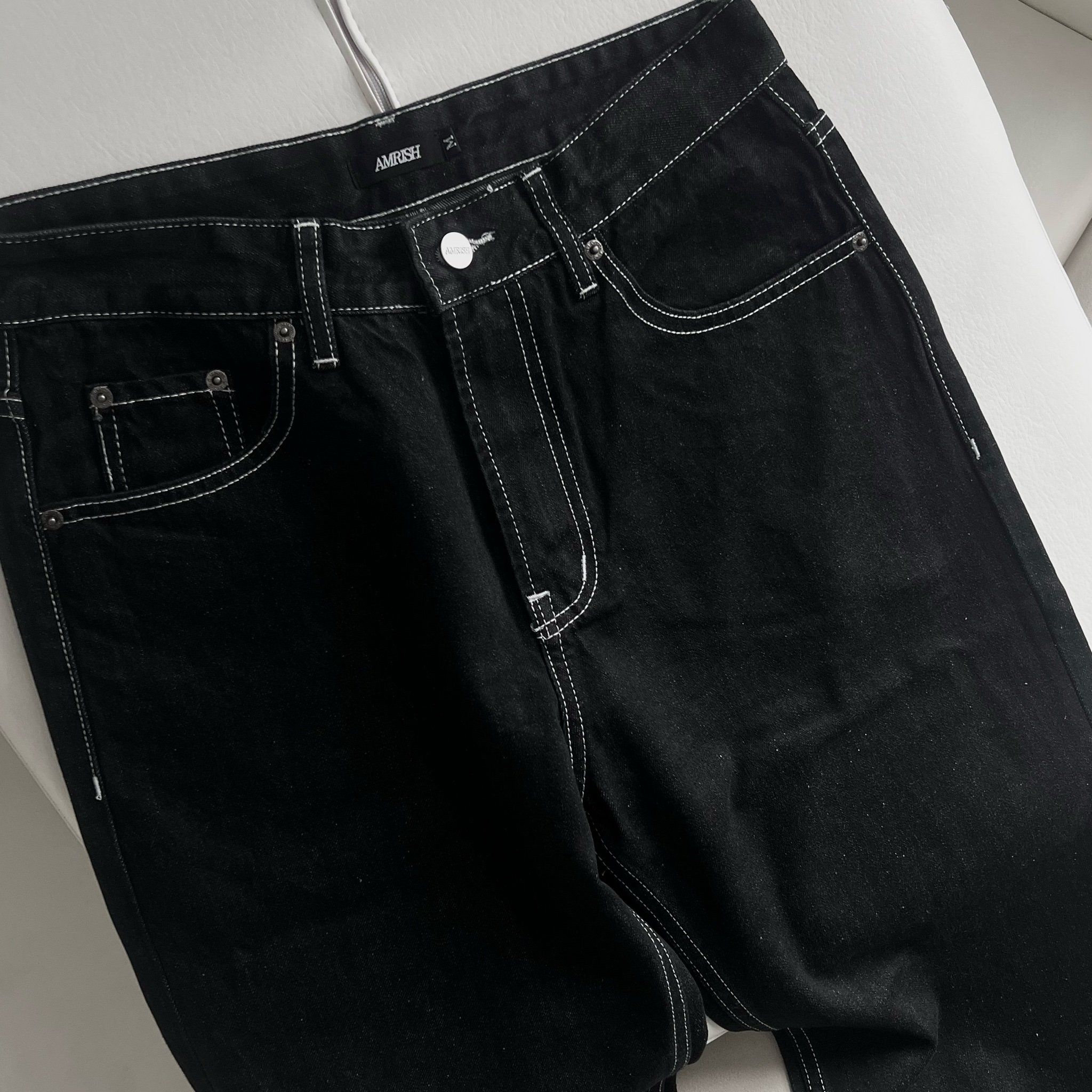  Straight Denim Baggy Jeans - Raw Black 