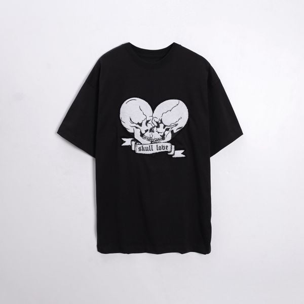  Skull Love Embroidery TShirt - Black 