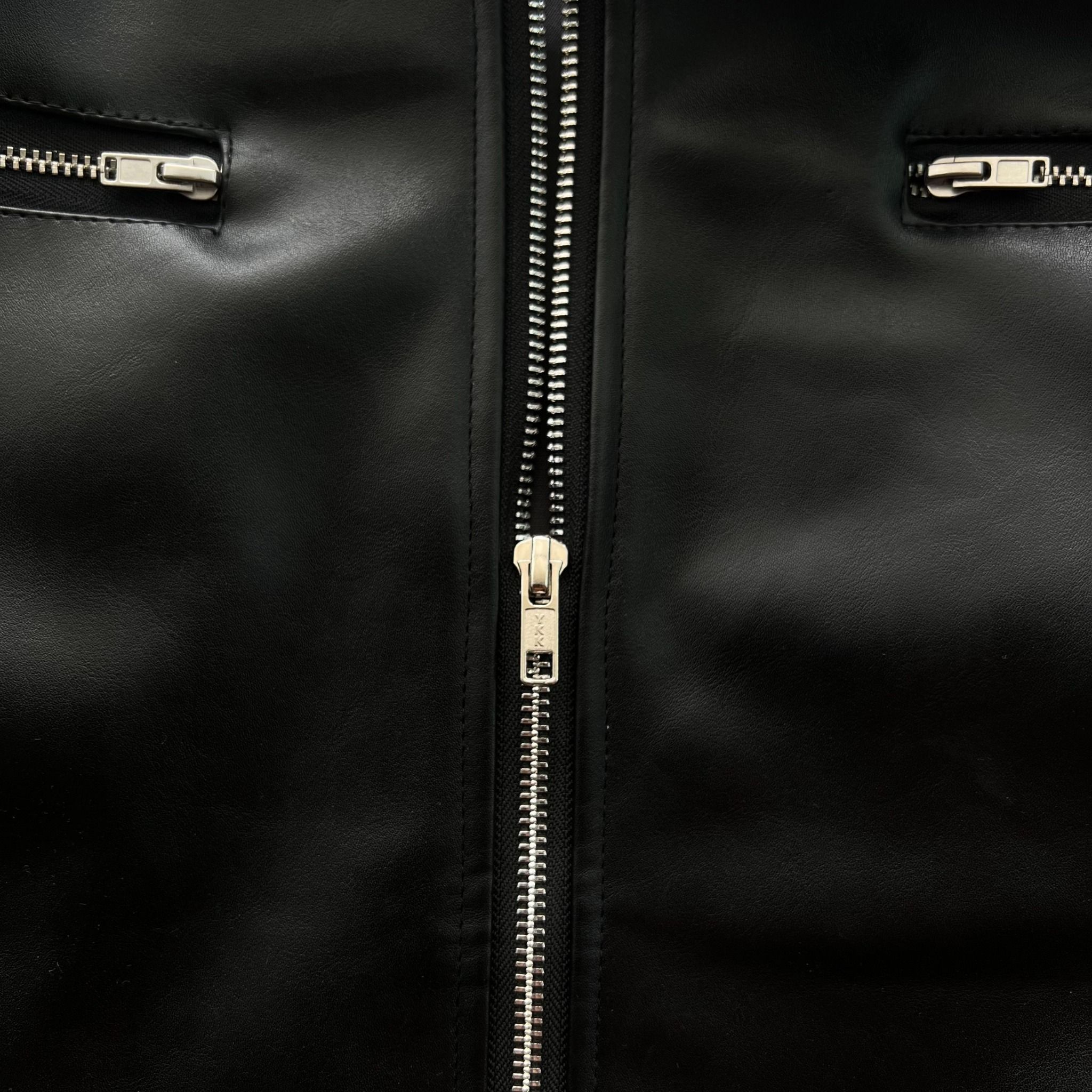  Regular Leather Zip Jacket - Black 