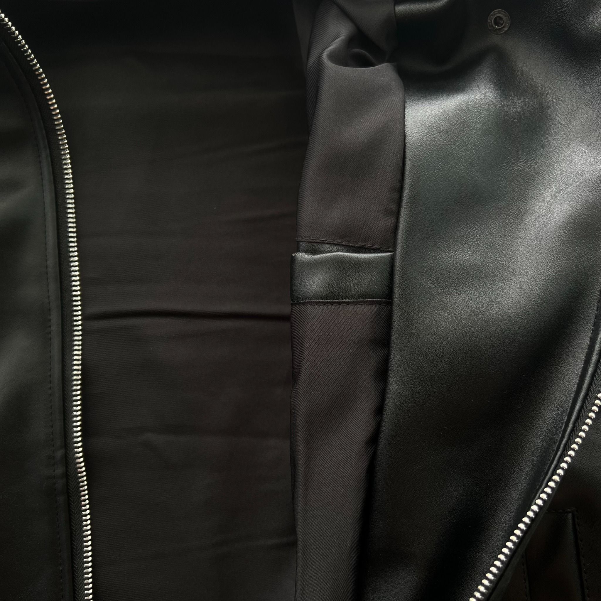  Regular Leather Zip Jacket - Black 