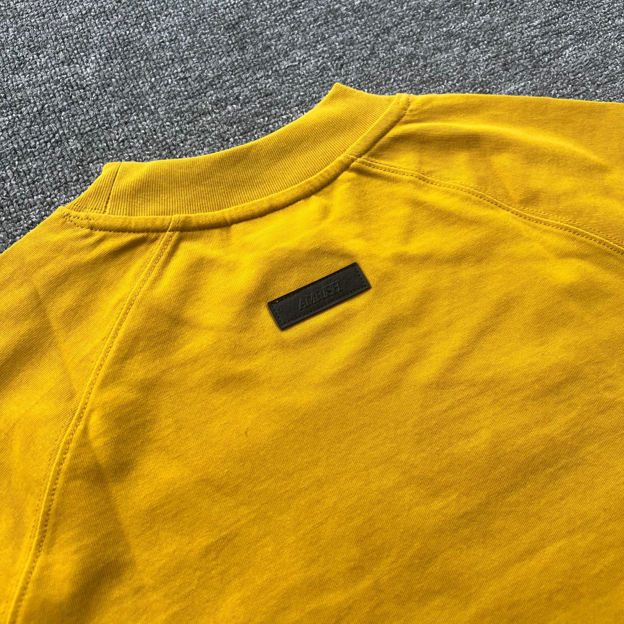  Embossed Star Boxy Raglan TShirt - Yellow 