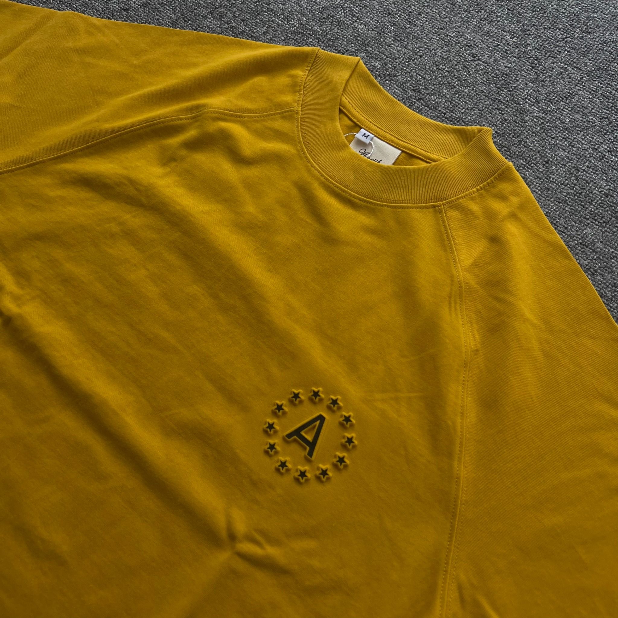  Embossed Star Boxy Raglan TShirt - Yellow 