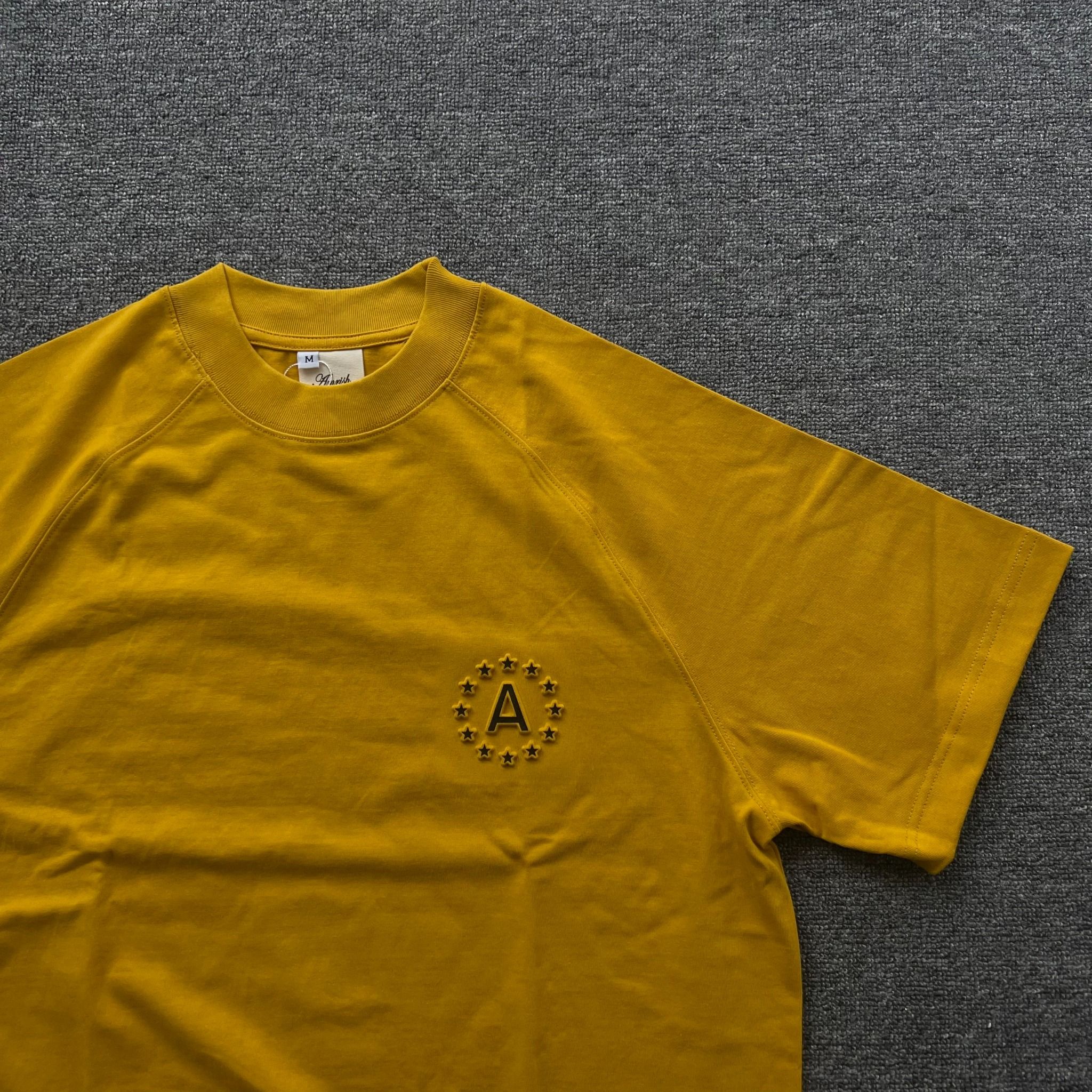  Embossed Star Boxy Raglan TShirt - Yellow 