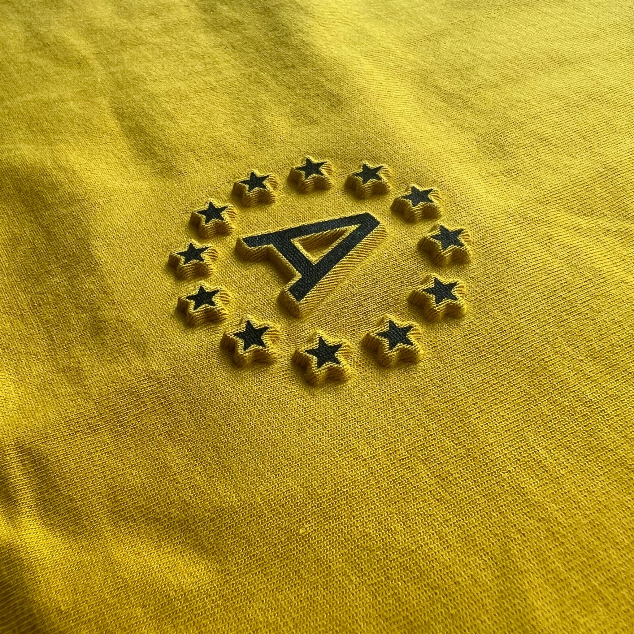  Embossed Star Boxy Raglan TShirt - Yellow 