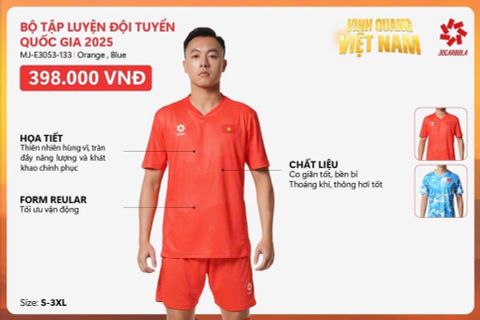  BỘ TRANG PHỤC TẬP LUYỆN CỦA ĐỘI TUYỂN VIỆT NAM NĂM 2025 