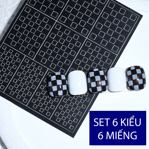  Sticker Nail Kẻ Ô 2 Chiều 