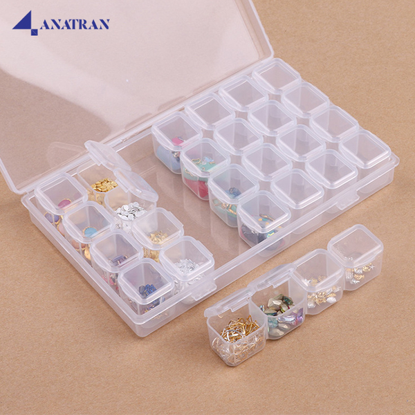  Hộp Đựng Đá Phụ Kiện Nail 28 Ngăn 