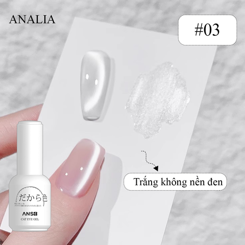  Combo 3 Màu Sơn Gel Mắt Mèo ANSC Trắng Không Đen Nền 