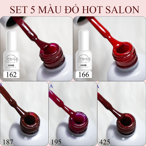  SET 5 Sơn Gel Đỏ Hot Salon ANSC 