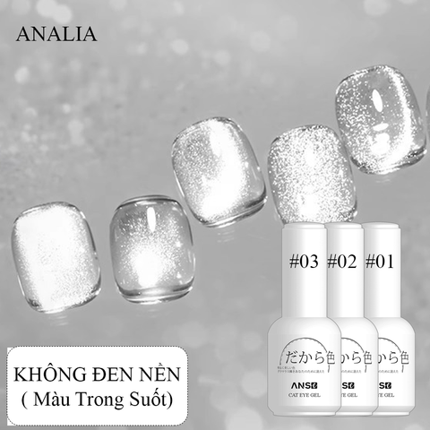  Combo 3 Màu Sơn Gel Mắt Mèo ANSC Trắng Không Đen Nền 