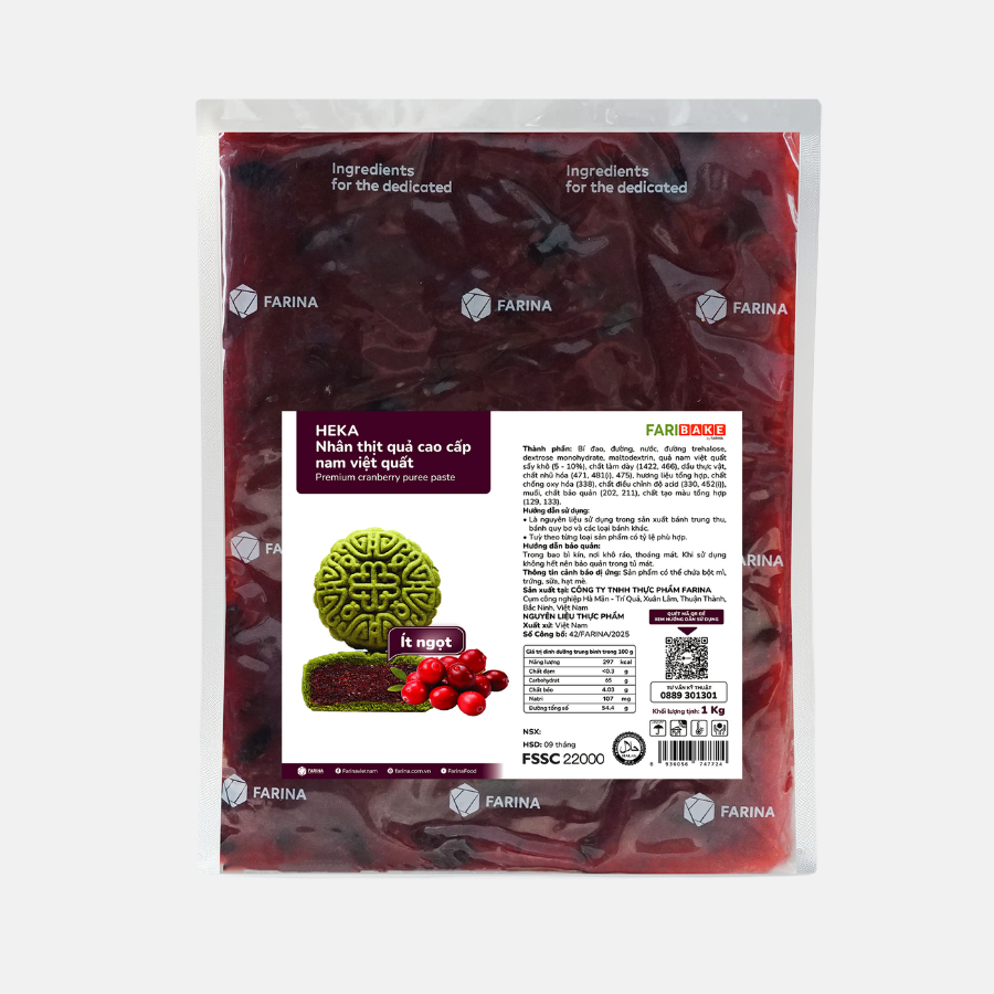 Heka - Nhân thịt quả cao cấp Nam Việt Quất, Farina | Túi 200g, 500g, 1kg, 3kg