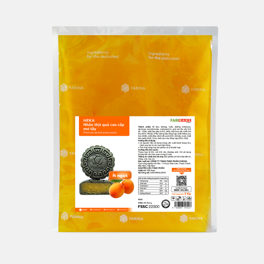 Heka - Nhân thịt quả cao cấp Mơ Tây, Farina | Túi 200g, 500g, 3kg