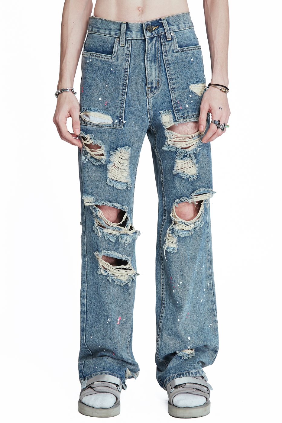  OFFONOFF RIPPED JEAN/BLUE 