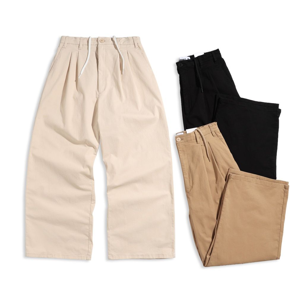  Quần Khaki Nam Trơn Ống Rộng Form Wide Leg 2401022 