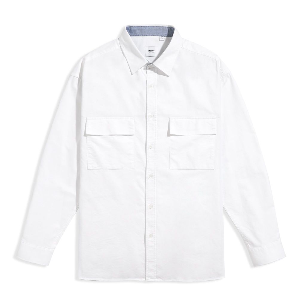  Áo Sơ Mi Tay Dài Cotton Trơn Form Oversize 2311022 
