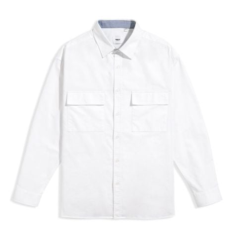 Áo Sơ Mi Tay Dài Cotton Trơn Form Oversize 2311022