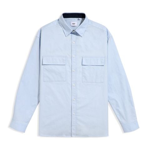 Áo Sơ Mi Tay Dài Cotton Trơn Form Oversize 2311022