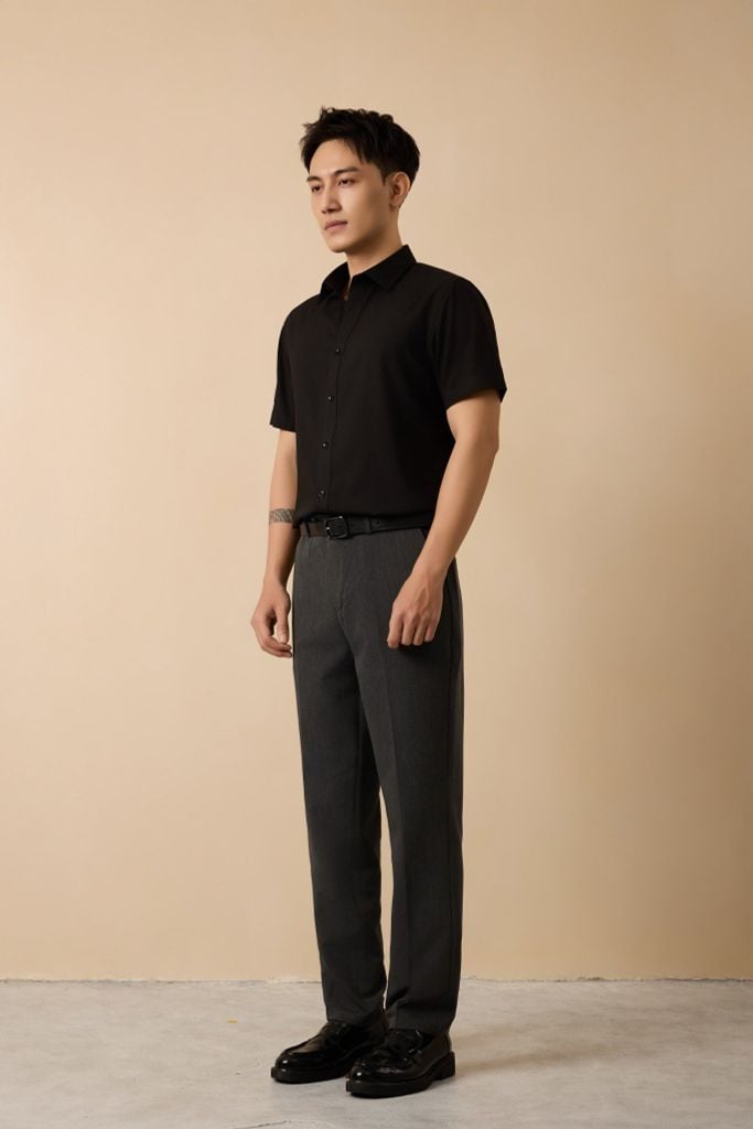  Áo Sơ Mi Tay Ngắn Cotton Trơn 2409016 