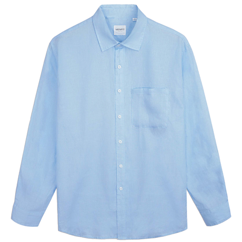 Áo Sơ Mi Nam Tay Dài Linen Họa Tiết Kẻ Form Regular 2302018-18-Reg