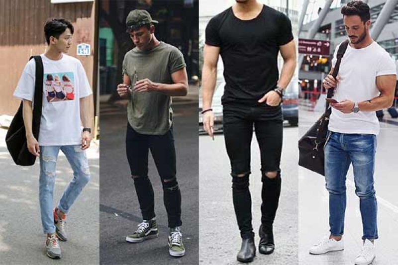 Các kiểu giày khác khi mặc cùng với quần bò rách gối 