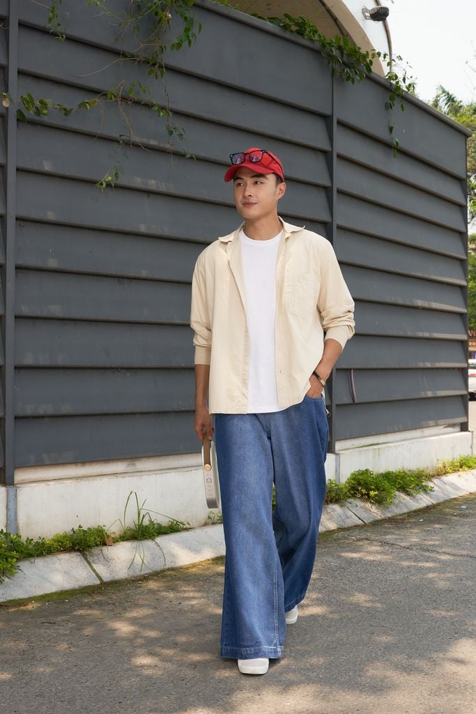  Quần Jean Nam Trơn Ống Rộng Form Wide Leg 2402006 