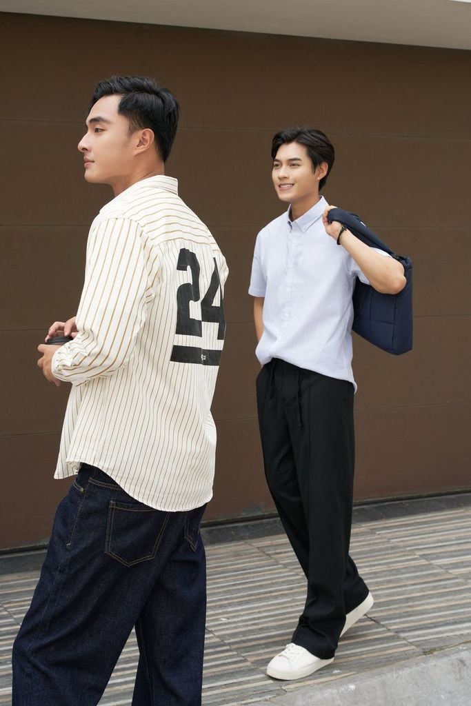  Áo Sơ Mi Nam Tay Dài Cotton Sọc 2312022 