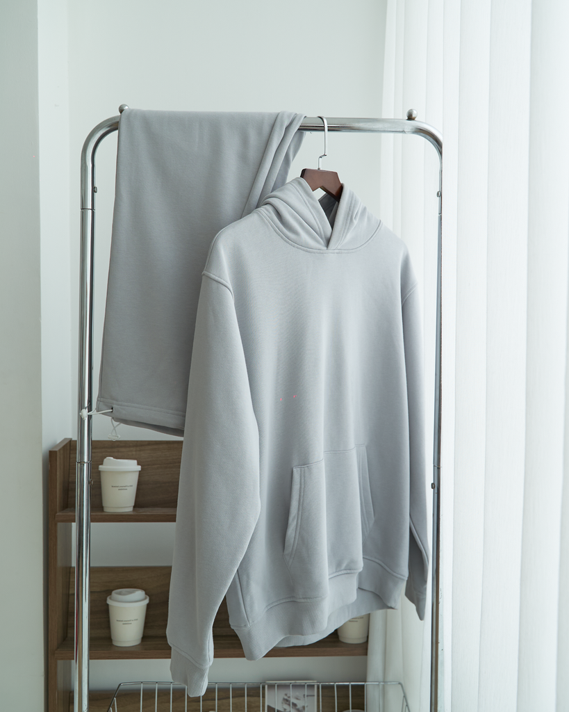  Áo Bộ Hoodie Cotton Trơn Form Regular 2412012 AB 