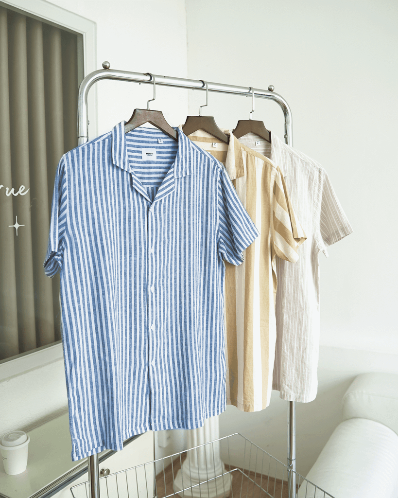  Áo Sơ Mi Tay Ngắn Linen Kẻ sọc Form Regular 2409008 