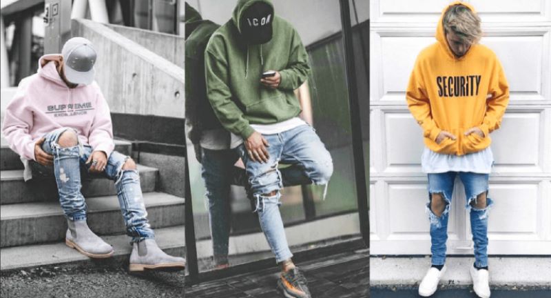 Mặc kèm với áo hoodie 