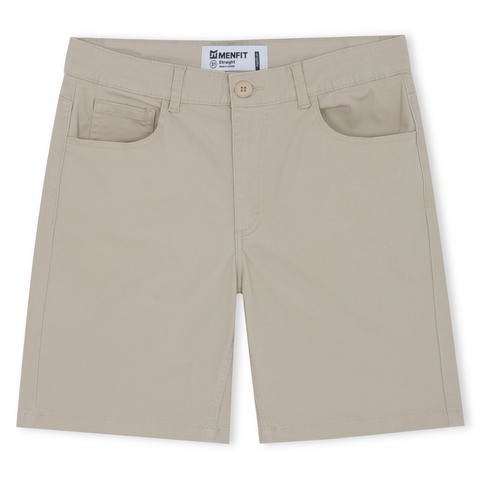 Quần Short Nam Khaki Trơn Form Straight 2402012