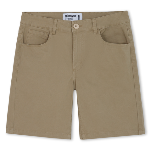 Quần Short Nam Khaki Trơn Form Straight 2402012