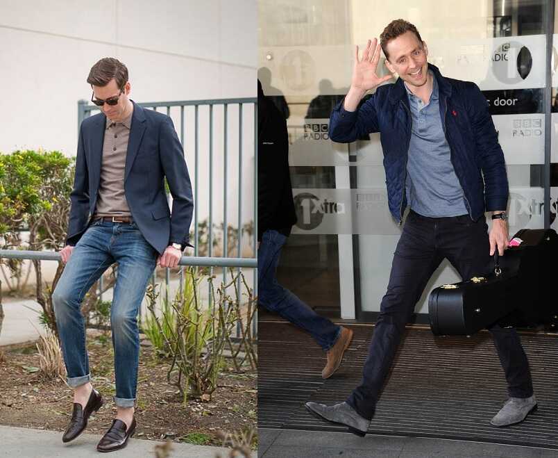 Mix áo cộc có cổ nam với quần jean sành điệu