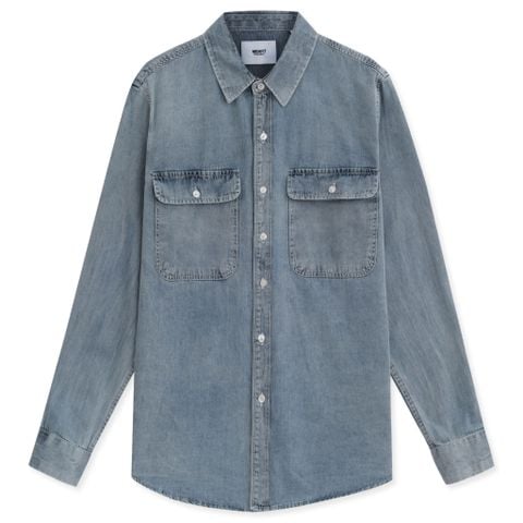 Áo Sơ Mi Nam Tay Dài Jeans Trơn Form Regular 6002