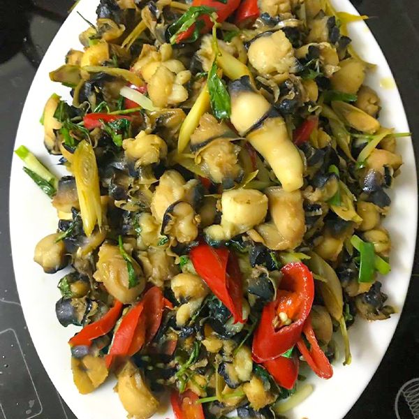  Cồi Hàu Điếu Xào Sả Ớt 