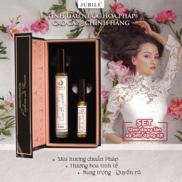  Combo 2 Set Tinh Dầu Nước Hoa Pháp Cao Cấp Jubilé Lăn 12ml+ Xịt 5ml 