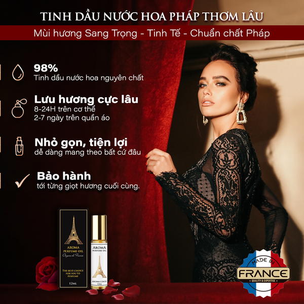  Combo 3 Tinh Dầu Nước Hoa Pháp Aroma 12ml, Nước Hoa Nam Nữ cao cấp Thơm Lâu 