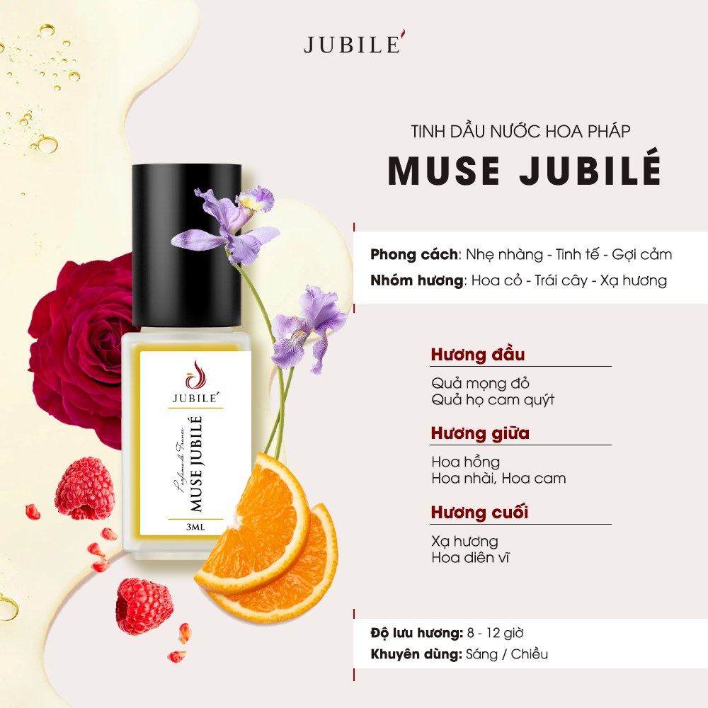  Muse by Jubilé - Tinh Dầu Nước Hoa Cao Cấp Mini Size 3ml Lăn 