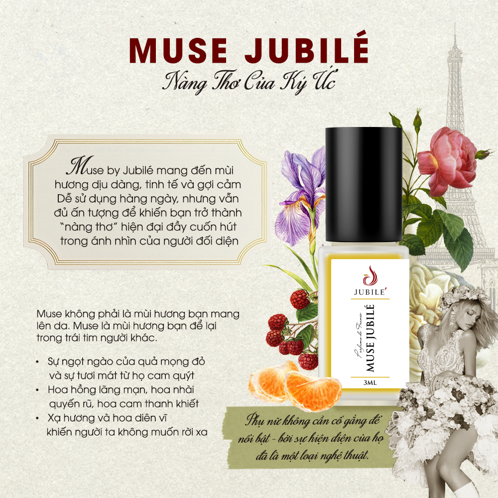  Muse by Jubilé - Tinh Dầu Nước Hoa Cao Cấp Mini Size 3ml Lăn 